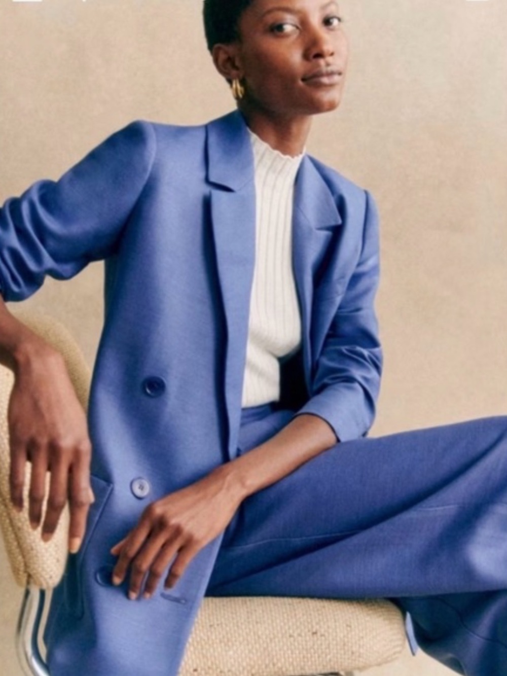 Sezane Michele Double-Breasted Blazer